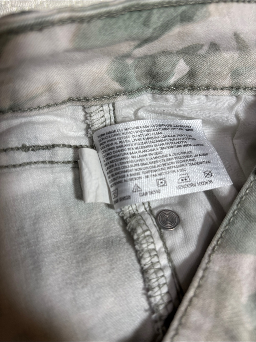 Code Bleu Light Green & Cream Camo Jeans - Picture 7 of 11